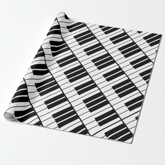 Black and white piano keys Holiday wrapping paper (Unrolled)