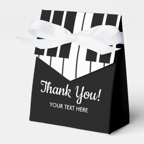 Black and white piano keys keyboard thank you favor boxes