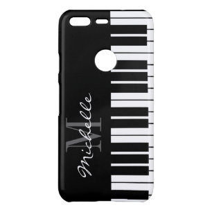 Black and white piano keys monogram uncommon google pixel case