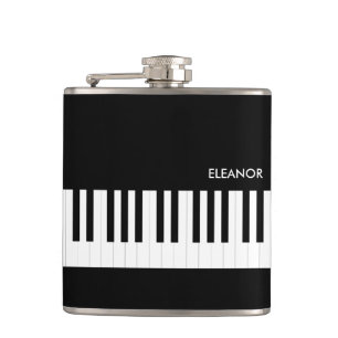 Black and White Piano Keys Music Keyboard Flask