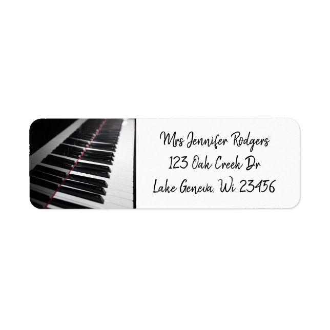Black and White Piano Keys Musical Label (Front)