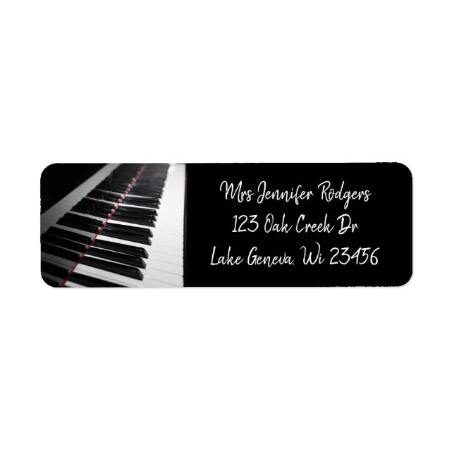 Black and White Piano Keys Musical Label (Front)