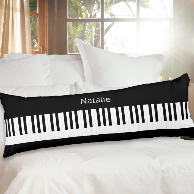 Black and White Piano Keys | Musician Personalized Body Pillow (A personalized body pillow with black and white piano keys design, ideal for music lovers)