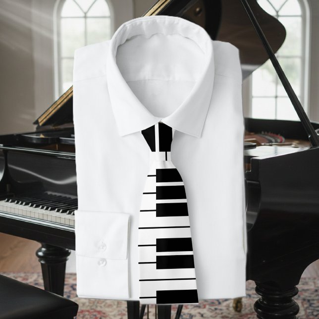 Black and white piano keys neck tie for pianist (piano keys neck tie)
