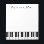 Black and white piano keys notepad for pianist<br><div class="desc">Black and white grand piano keys notepad for pianist. Custom name stationery accessory for men,  women and kids. Fun gift for piano teacher,  classical music school teacher,  piano player,  musician,  instructor etc. Elegant script typography template. Classical instrument keyboard design. Big extra large size available too.</div>