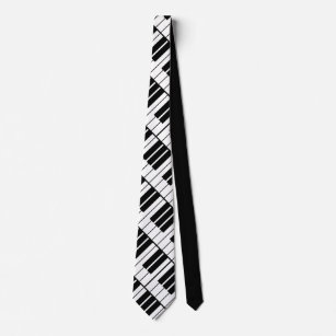 Black and white piano keys pattern neck tie