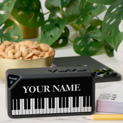 Black and white piano keys personalized compact bluetooth speaker
