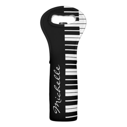 Black and white piano keys personalized gift wine bag