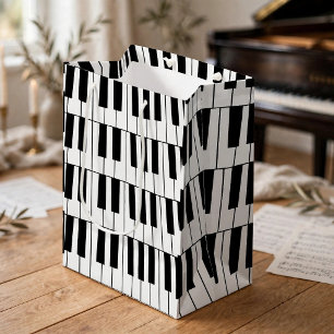 Black and White Piano Keys Pianist Musician Medium Gift Bag