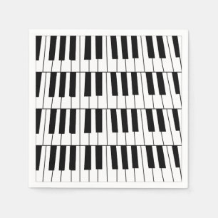 Black and White Piano Keys Pianist Musician Party Napkins