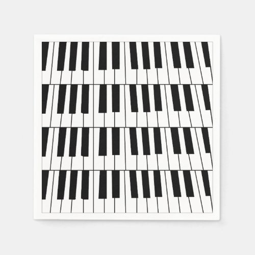 Black and White Piano Keys Pianist Musician Party Napkins