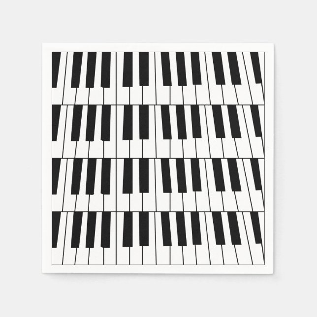 Black and White Piano Keys Pianist Musician Party Napkins (Front)