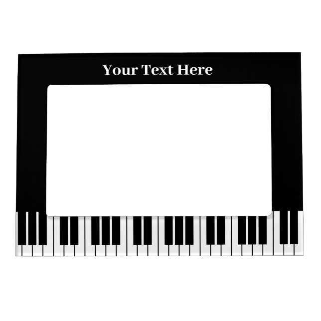 Black and white piano keys picture frame magnet (Front)