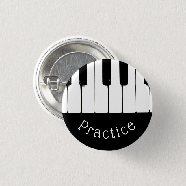 Black and White Piano Keys, "Practice" Button (Front & Back)