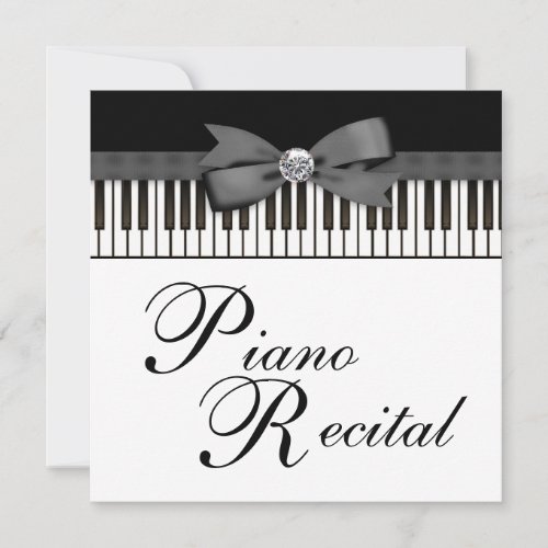 Black and White Piano Keys Recital Invitation