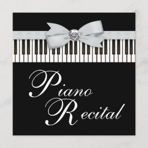 Black and White Piano Keys Recital Invitation