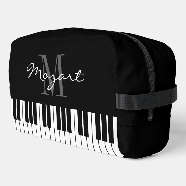 Black and white piano keys toiletry travel bag (Left Corner)
