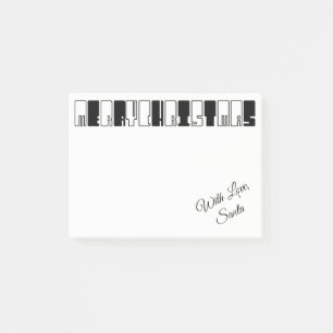 Black and White Piano Keys Typography Christmas Post-it Notes