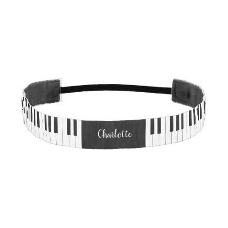 Black And White Piano Keys With Customazed Name Athletic Headband