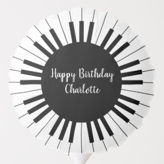 Black and White Piano Keys With Customazed Name Balloon
