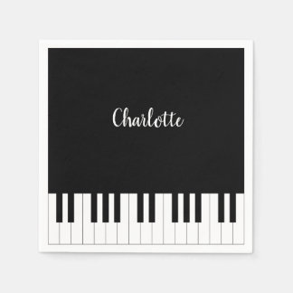 Black and White Piano Keys With Customazed Name Napkins