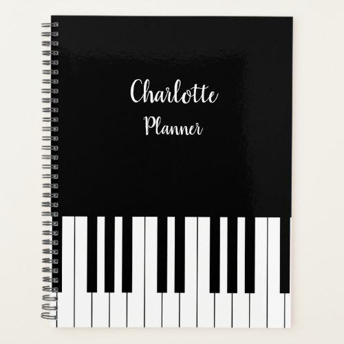 Black and White Piano Keys With Customazed Name Planner