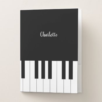 Black And White Piano Keys With Customazed Name Pocket Folder by AZ_DESIGN at Zazzle