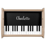 Black And White Piano Keys With Customazed Name Serving Tray at Zazzle