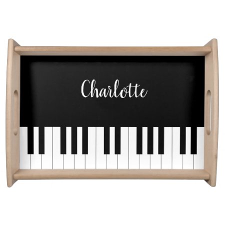 Black And White Piano Keys With Customazed Name Serving Tray