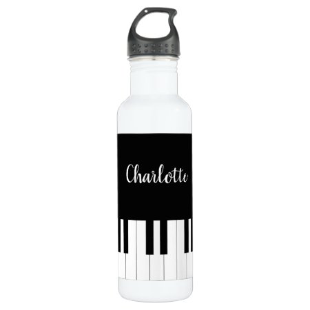 Black And White Piano Keys With Customazed Name Stainless Steel Water 