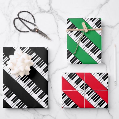 Black and white piano keys wrapping paper sheets