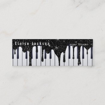 Black And White Piano Mini Business Card by musickitten at Zazzle