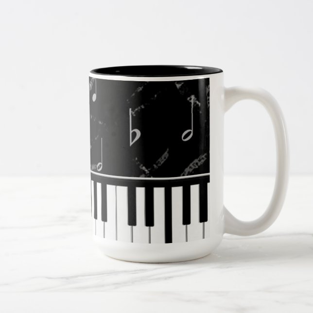 Black and White Piano Music Coffee Mug (Right)