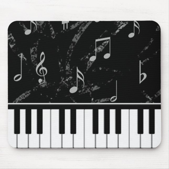 Black and White Piano Music Mouse Pad (Front)
