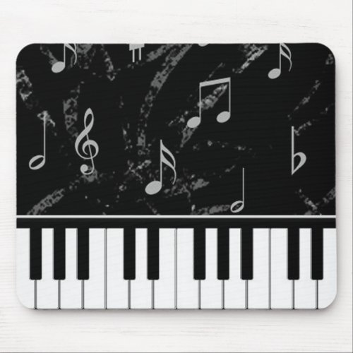 Black and White Piano Music Mouse Pad