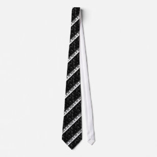 Black and White Piano Music Pattern Tie