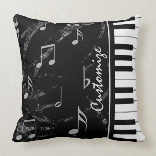 Black and White Piano Music Throw Pillow