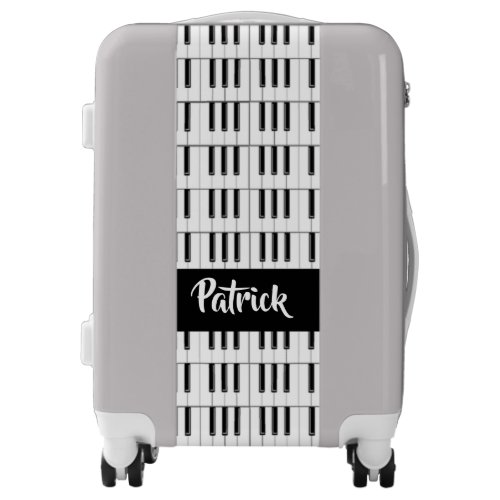 Black and white piano pattern luggage