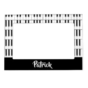 Black and white piano pattern magnetic frame
