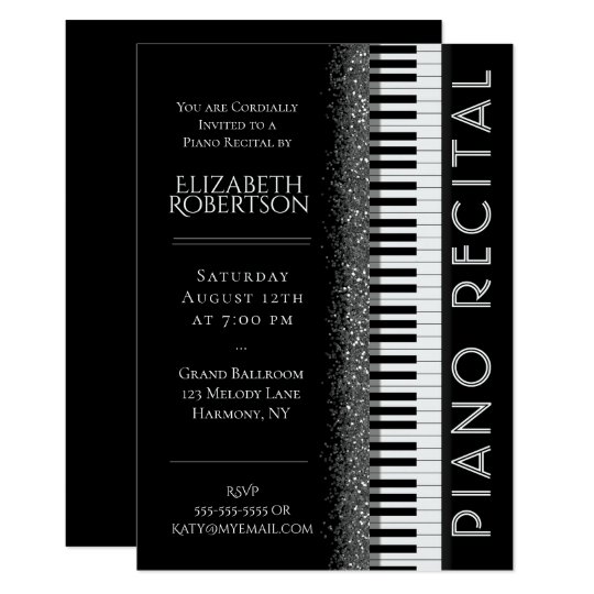 Black And White Piano Recital Invitation Zazzle Com