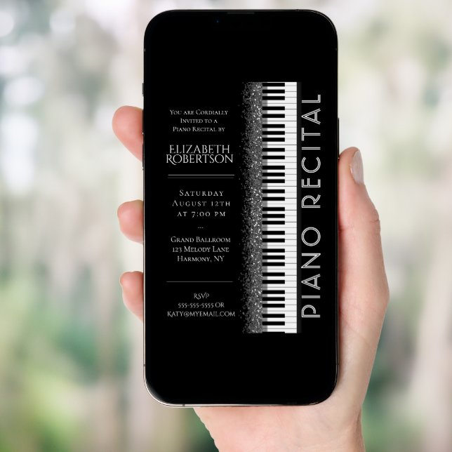 Black and White Piano Recital Invitation (Front Digital)