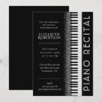 Black and White Piano Recital Invitation