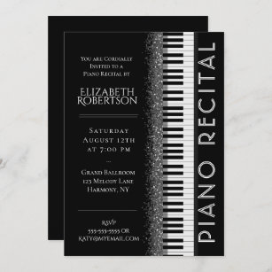 Black and White Piano Recital Invitation