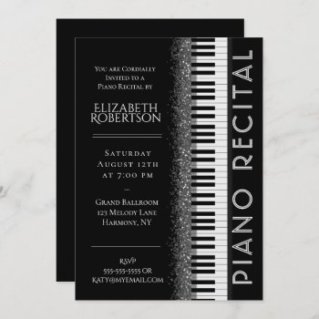 Black And White Piano Recital Invitation by GlitterInvitations at Zazzle