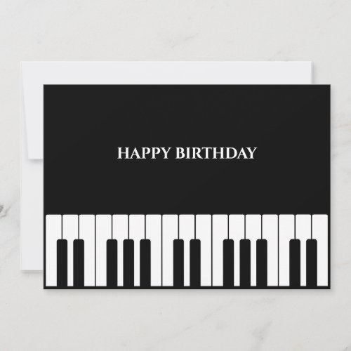 Black and white Piano tuts HAPPY BIRTHDAY Holiday Card