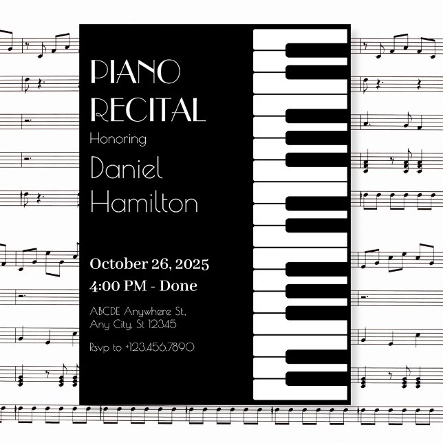 Black and white Piano tuts Invitation (Creator Uploaded)