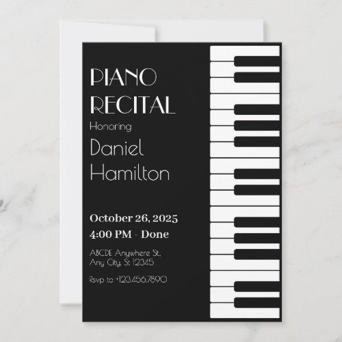 Black and white Piano tuts Invitation