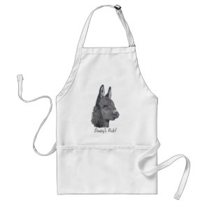 black and white picture of cute donkey adult apron