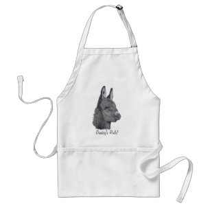 black and white picture of cute donkey adult apron