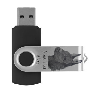 black and white picture of cute donkey flash drive
